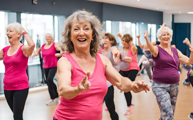 group of ladies in a Zumba class